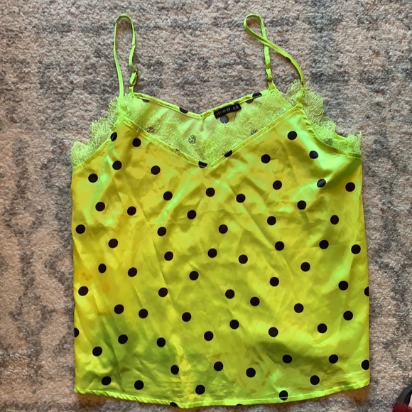 FLUORESCENT GREEN LACE CAMI - Picture 1 of 3